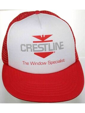 VTG Crestline The Window Specialist Trucker Hat Reynolds Snapback Cap Red/White